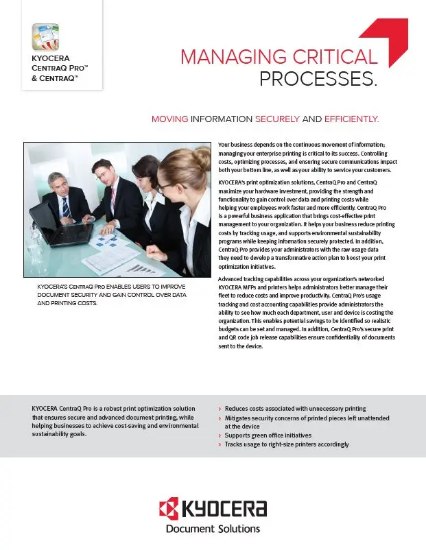 Kyocera, Software, Cost Control, Security, Centraq, Southern Duplicating