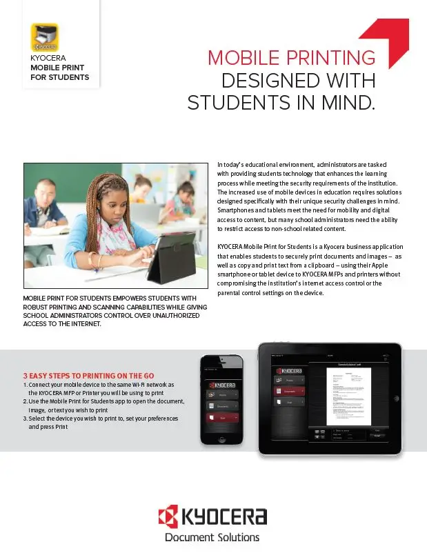 Kyocera, Software, Mobile, Cloud, Mobile Print For Students, education, Southern Duplicating