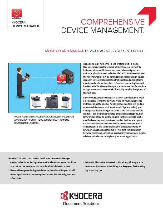 Kyocera, Software, Network Device Management, Kyocera, Device Manager, Southern Duplicating