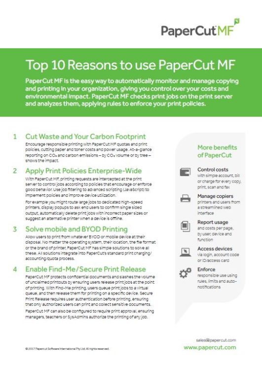 Top 10 Reasons, Papercut Mf, Southern Duplicating
